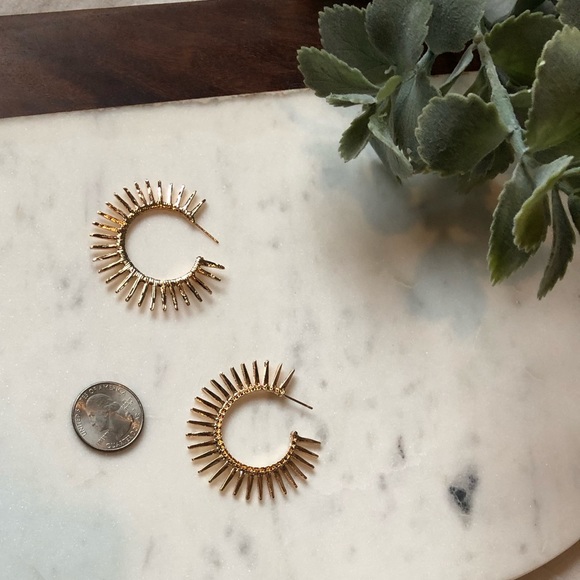 The Ruby - Textured Sunshine Hoop Earrings - Picture 6 of 6